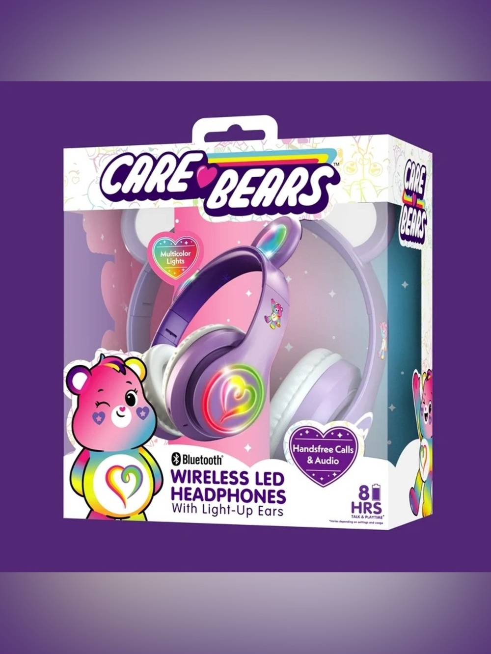 Care Bears Kids Wireless LED Headphones in Purple and Pink